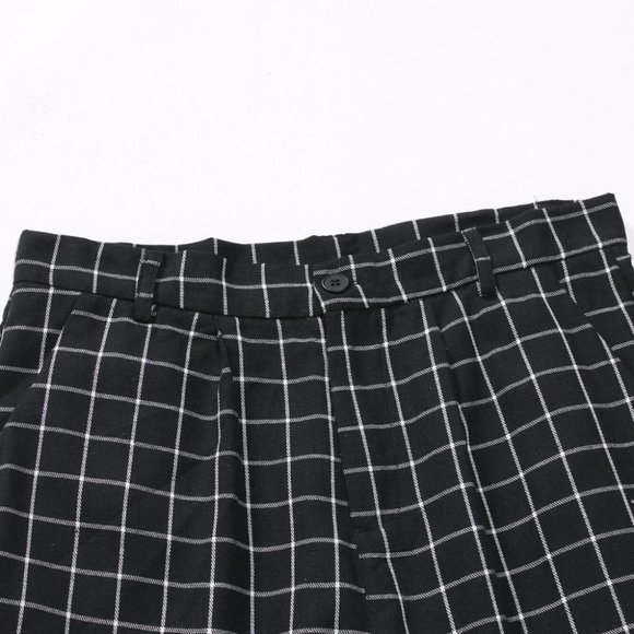 Plaid Tapered Men's Pants With Slant Pockets - Picture 6 of 9